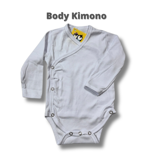 Body Kimono Branco manga longa para bebê