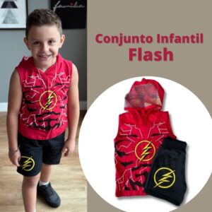 Conjunto infantil Flash com blusa e shorts feito em algodão 2