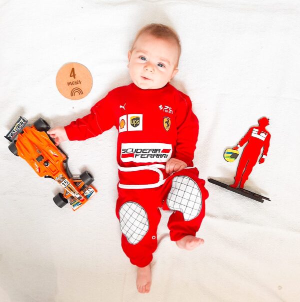 Macacão Ferrari formula 1 roupa fantasia para bebe