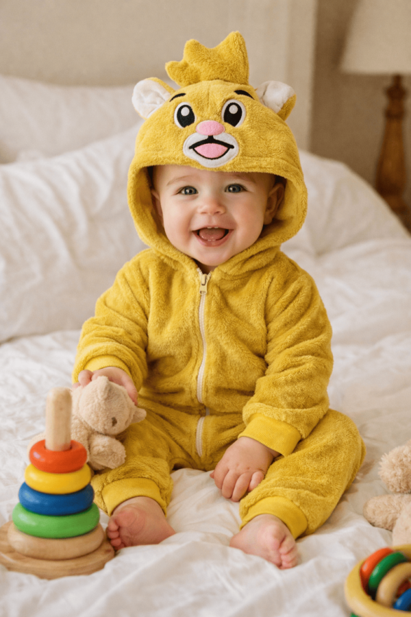 macacão peluciado de leão peluciado em fleece