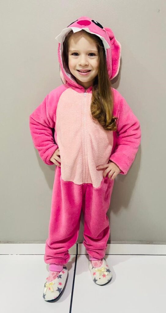 Angel, a Stitch Rosa macacão peluciado em fleece infantil pijama kigurumi (2)