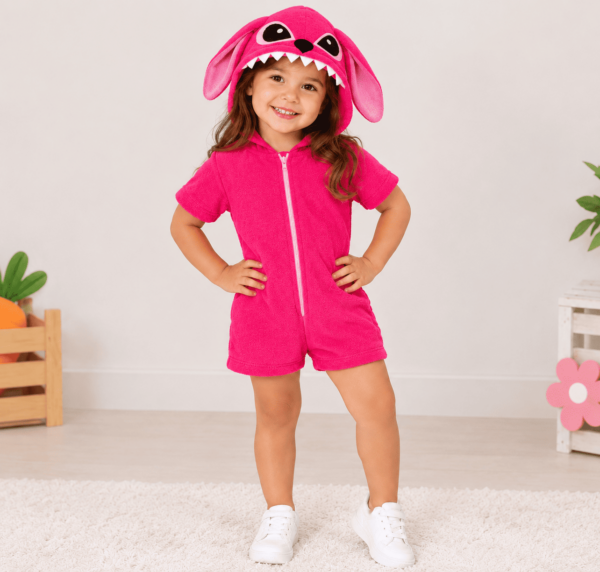 fantasia stitch cor de rosa angel infantil