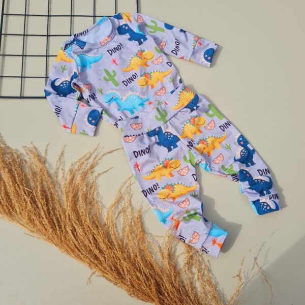 Body+Calça termica para bebe com estampa de dinossauro