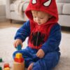 macacão peluciado do homem aranha fantasia em fleece