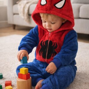 macacão peluciado do homem aranha fantasia em fleece