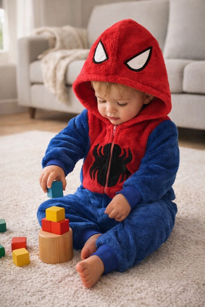 macacão peluciado do homem aranha fantasia em fleece