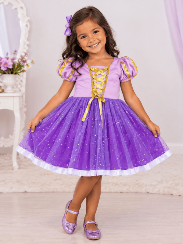 Fantasia Princesa Rapunzel em Vestido Lilás Encantado (1)