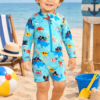 macacão infantil menino proteção solar uv50 estampa de baleia pirata